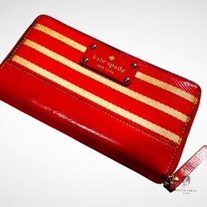 Kate Spade Wellesley Zip Code Collection Red Fabric Neda Wallet